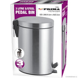 Peak Kit 3L Stainless Steel Pedal Bin (DIA) 16.5cm x (H)25.5cm - Peak Kit