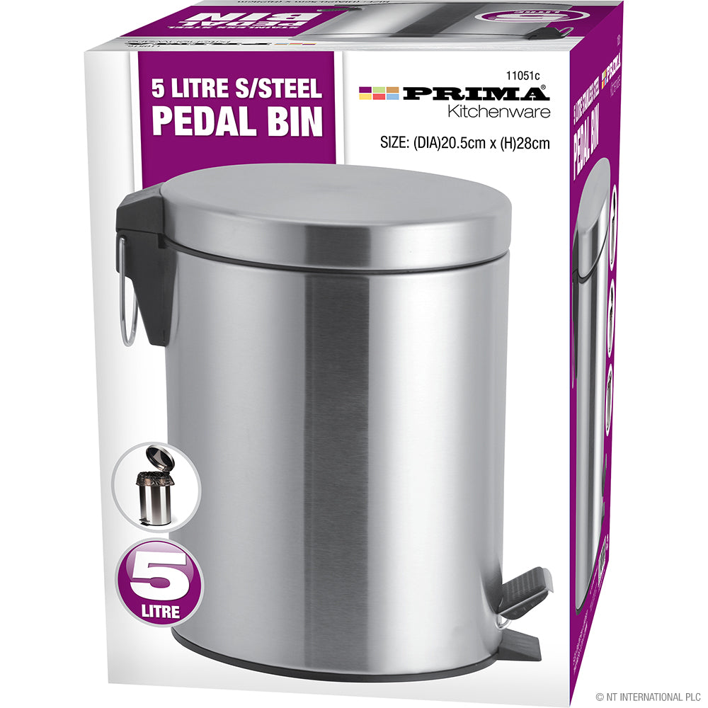 5L S/S Pedal Bin (DIA)20.5cm x (H)28cm