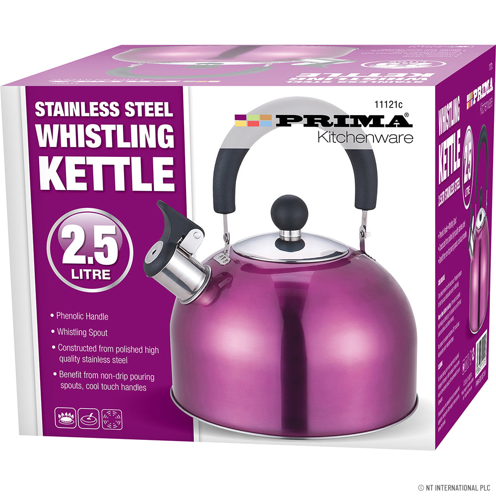 2.5L S/S Whistling Kettle in Red Camping