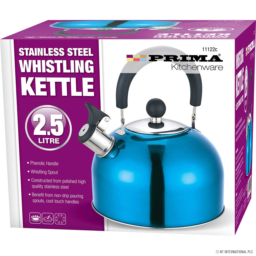 2.5L S/S Whistling Kettle in Red Camping