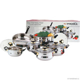 12pc S/S Cookware Set with Glass Lids 16-24cm