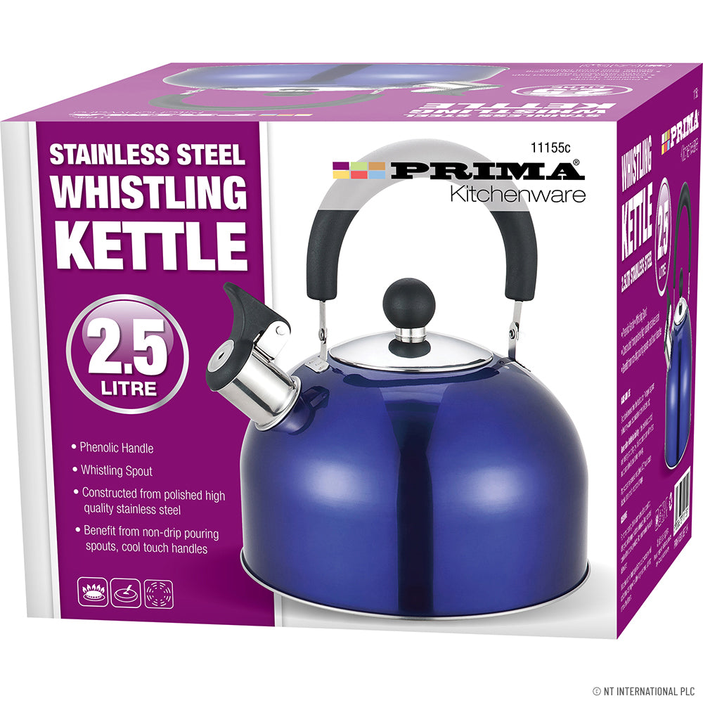 2.5L S/S Whistling Kettle in Metallic Blue
