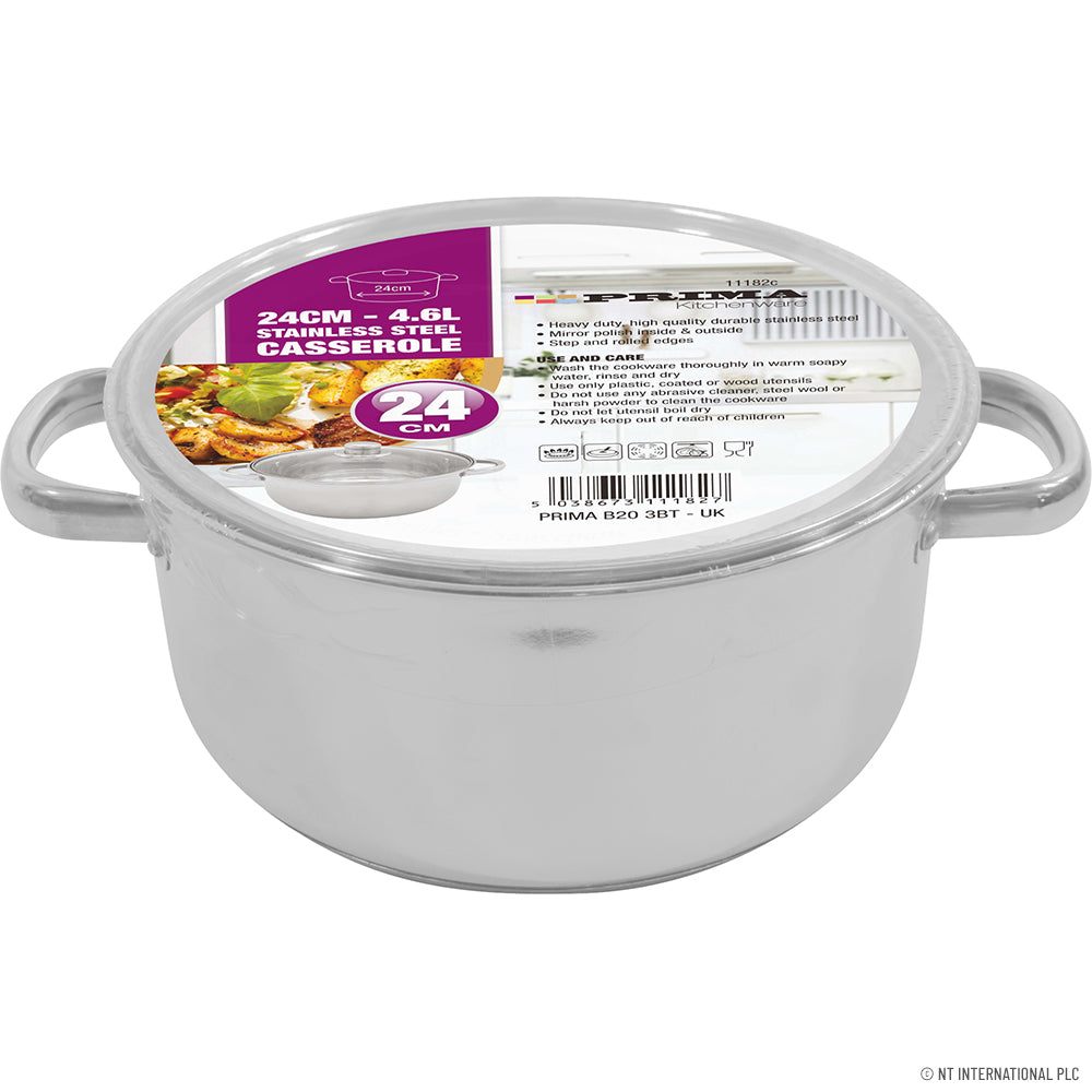 22cm S/S Casserole Induction Base With Glass