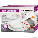 16pc Dinner Set with Red and Black Design