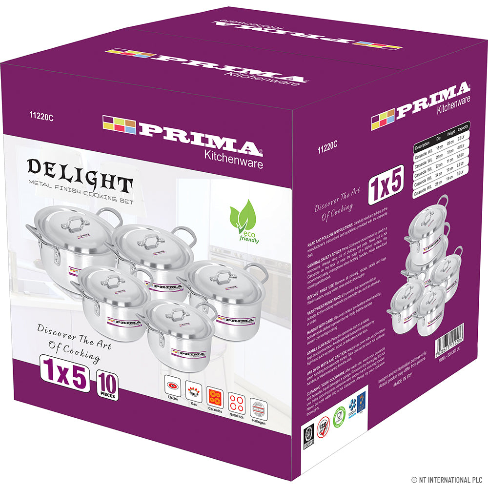 10pc CASSEROLE SET WITH LIDS (18-26cm)