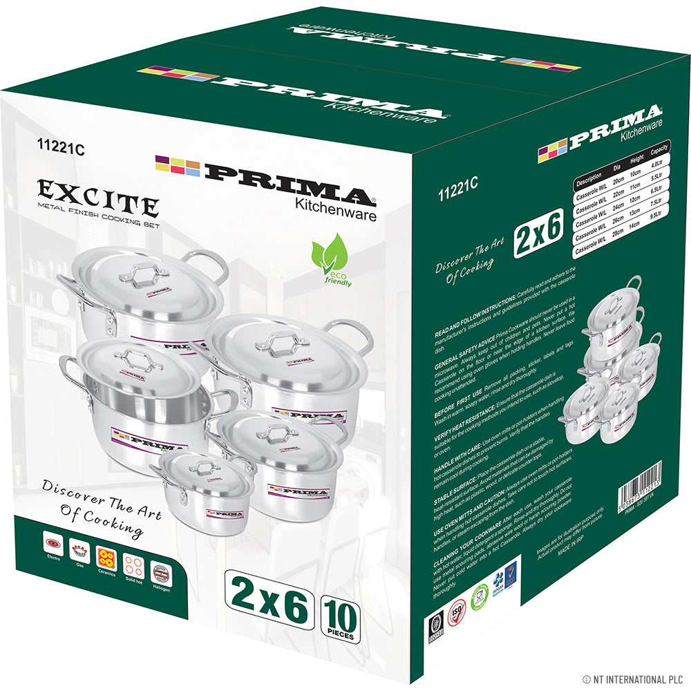 10pc CASSEROLE SET WITH LIDS (20-28cm)