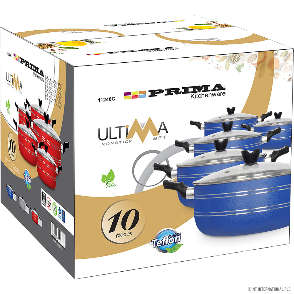 10pc NON-STICK CASSEROLE SET (20 - 28cm) 2x6