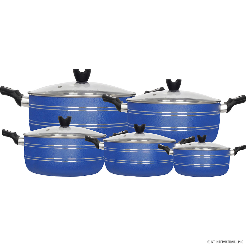 10pc NON-STICK CASSEROLE SET (20 - 28cm) 2x6