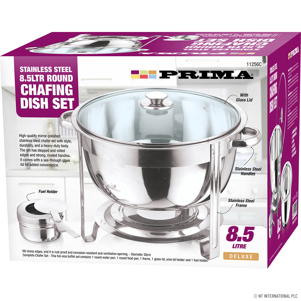 Round Chafing Dish 8.5lt Glass Lid