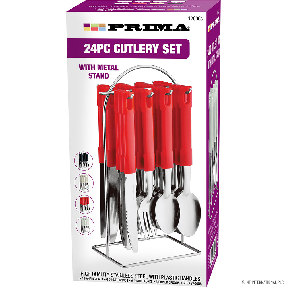 24pc S/S Cutlery Set with Metal Stand