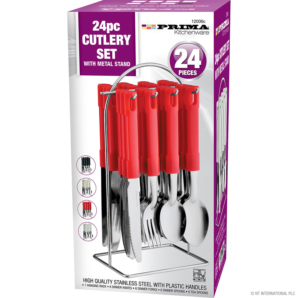 24pc S/S Cutlery Set with Metal Stand