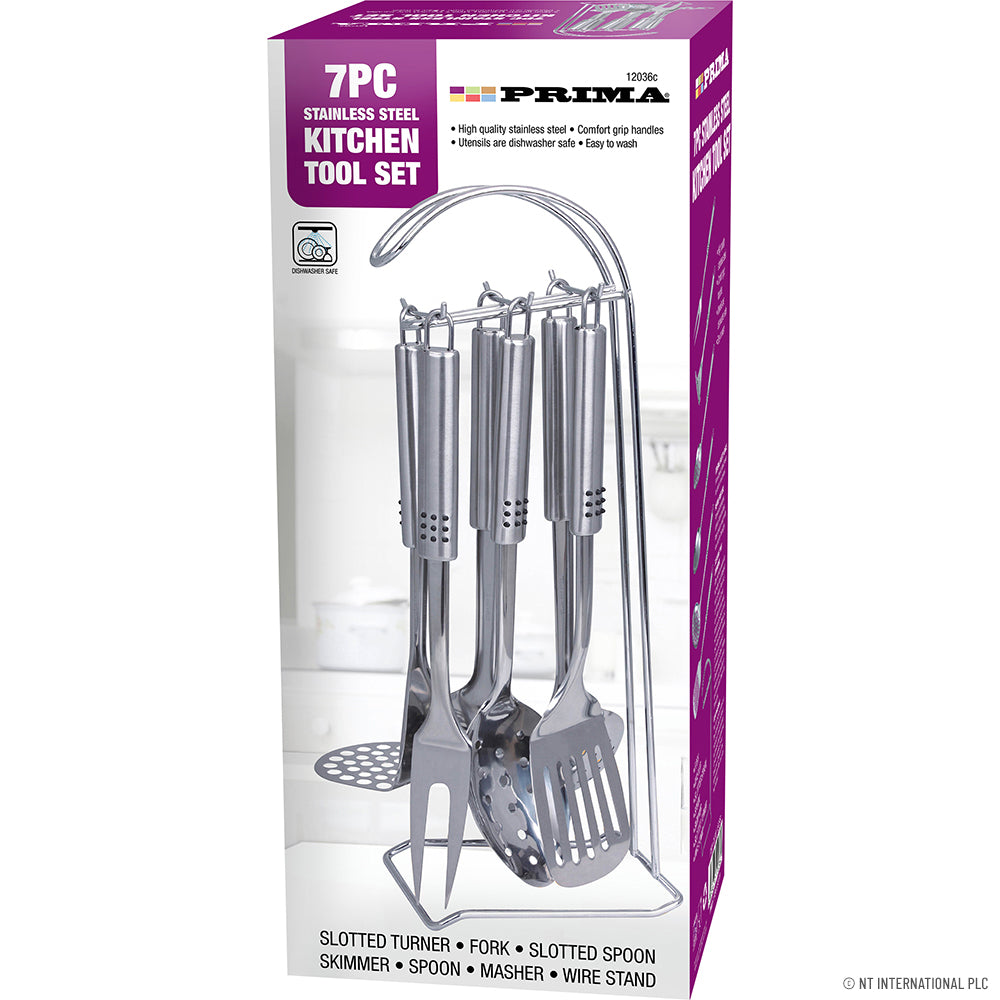7pc S/S Kitchen Tool Set Colour Box
