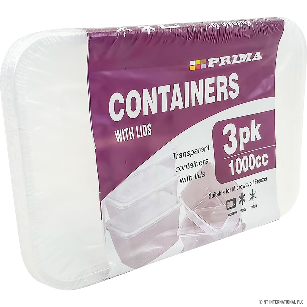 3pk Plastic Containers 1000cc Micro