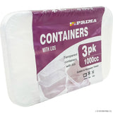 3pk Plastic Containers 1000cc Micro