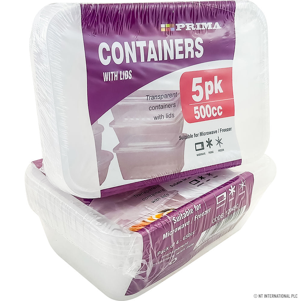 5pk Plastic Containers 500cc Micro