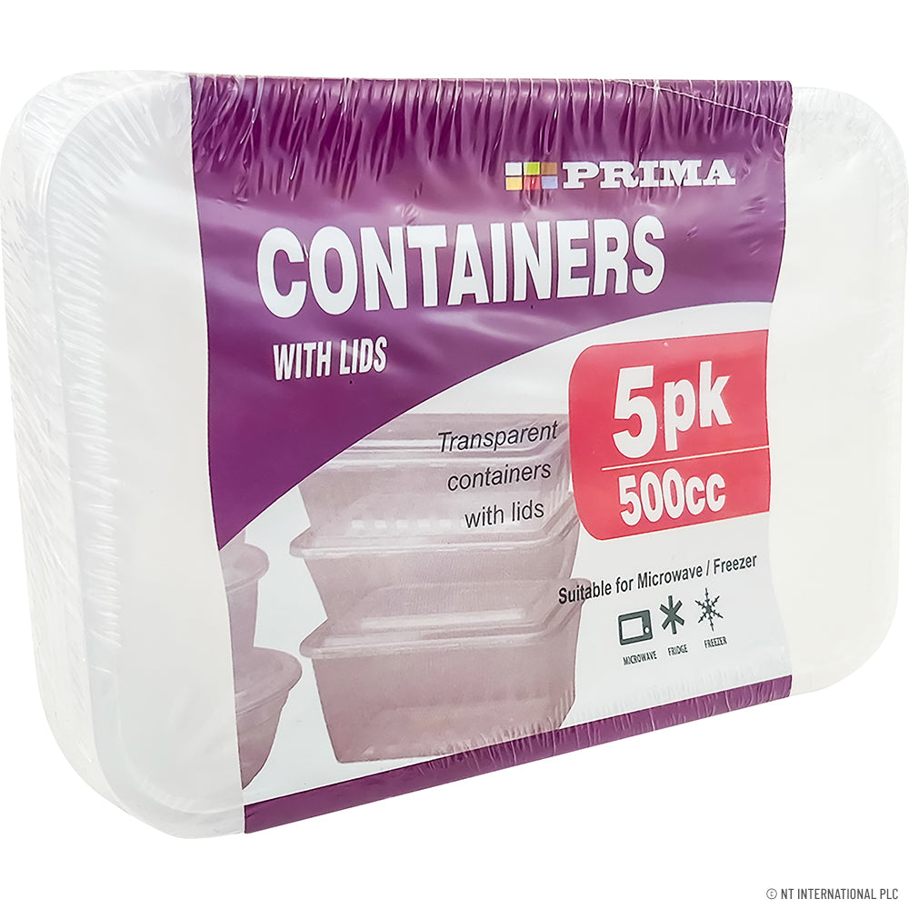 5pk Plastic Containers 500cc Micro