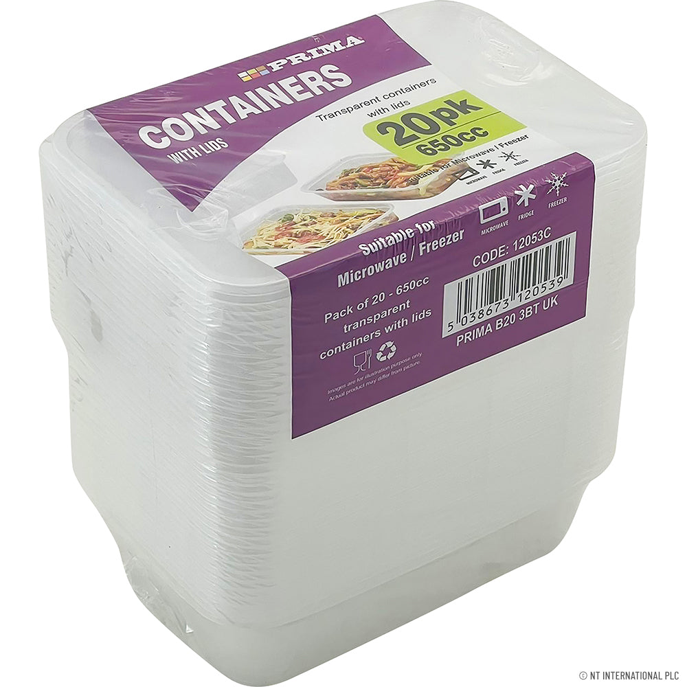 PK 20 Plastic Containers 650cc Micro (Rect)