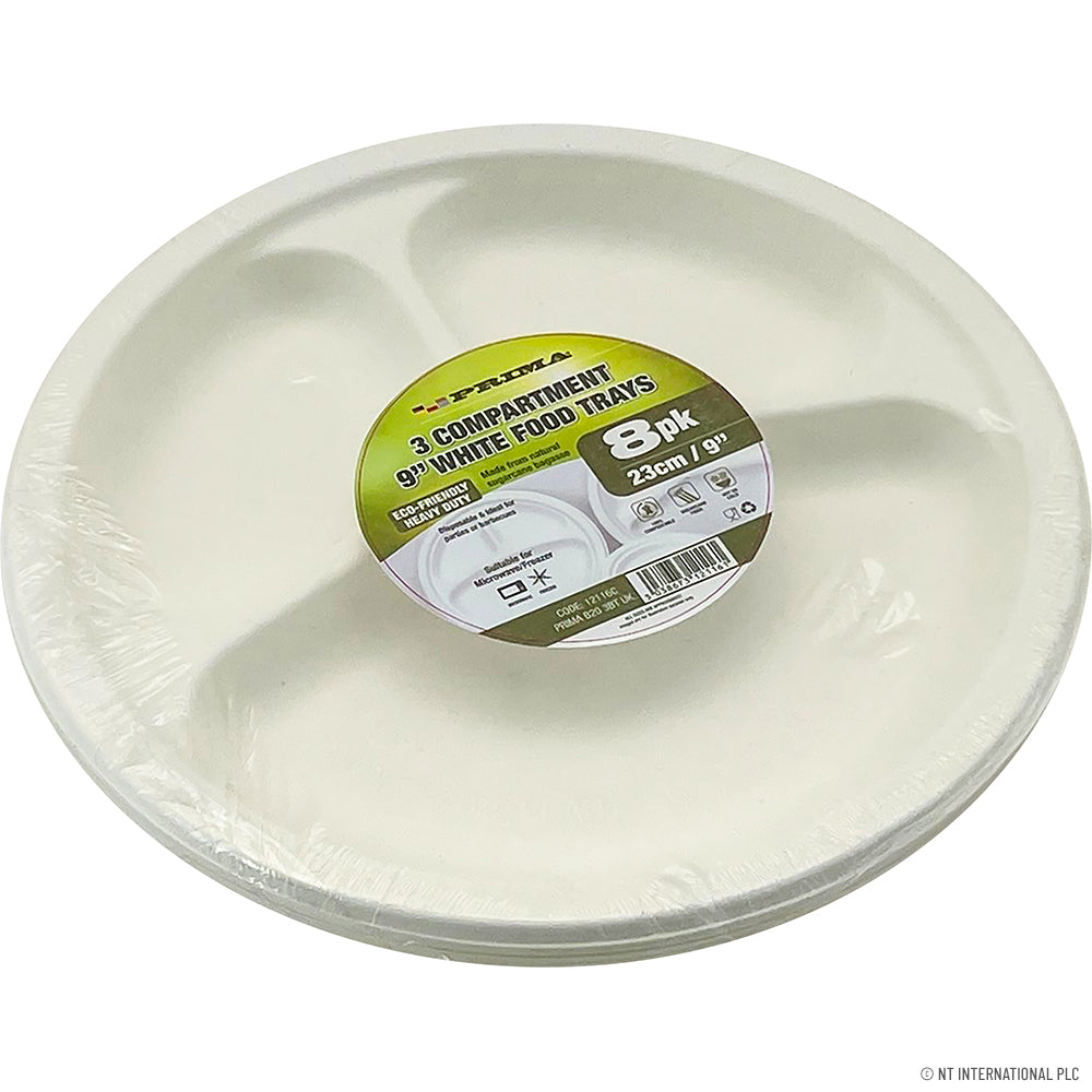 9" 3CP Round Plate - Pk8 Bagesse