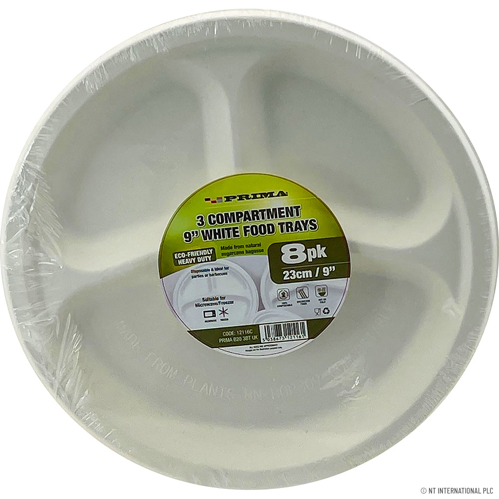 9" 3CP Round Plate - Pk8 Bagesse