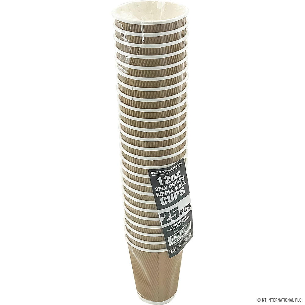 25PC - 8Oz Ripple Wall Cup (Brown)