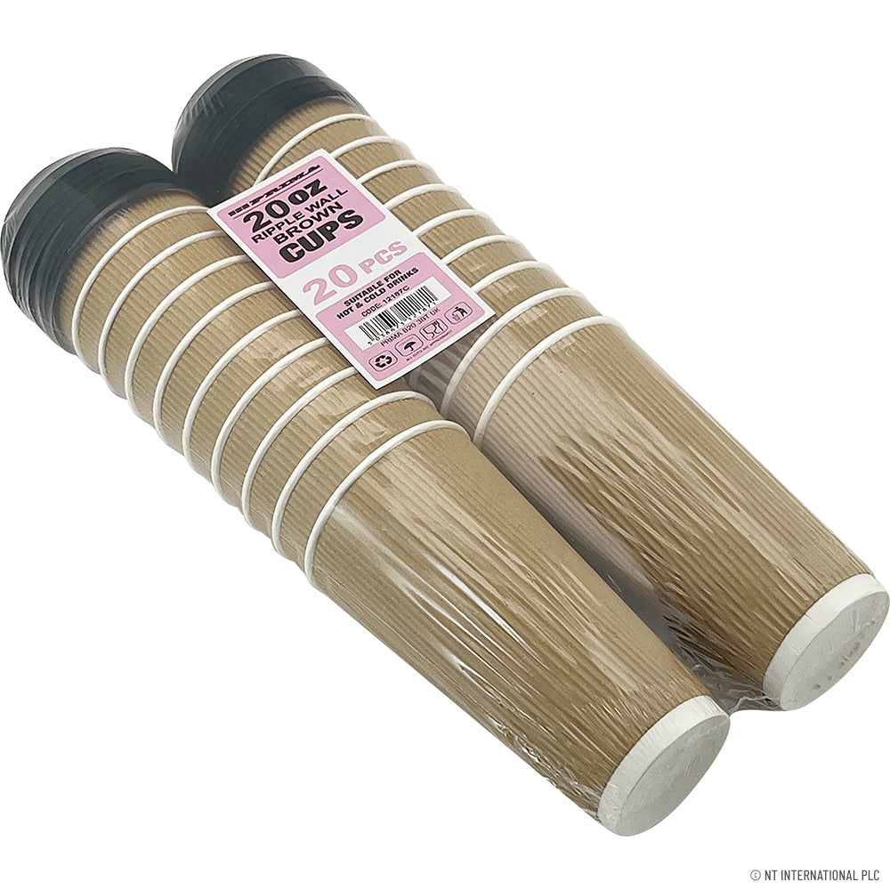 Ripple Wall Paper Cup (20oz Brown Cup with Lid