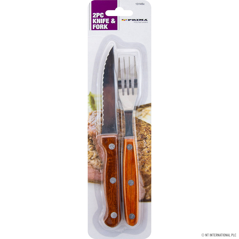 Peak Kit 2pc Steak Knife and Fork with Wooden Handle - Peak Kit