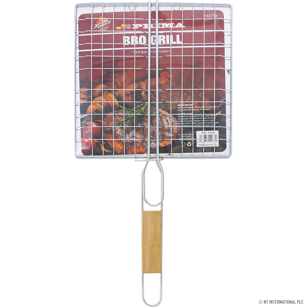 BBQ Grill 25.5 x 26cm - Wooden Handle