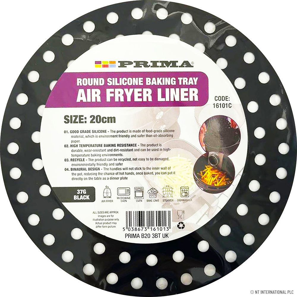 8" Air Fryer Liner 37G Round, Black