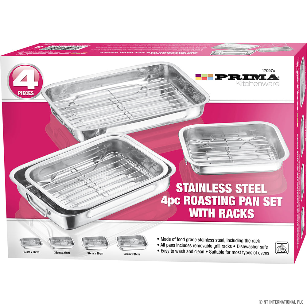 Peak Kit 4pc Stainless Steel Roasting Pan Set with Racks - Heavy - Peak Kit