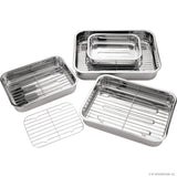 4pc S/S Roasting Pan Set with Racks - Heavy