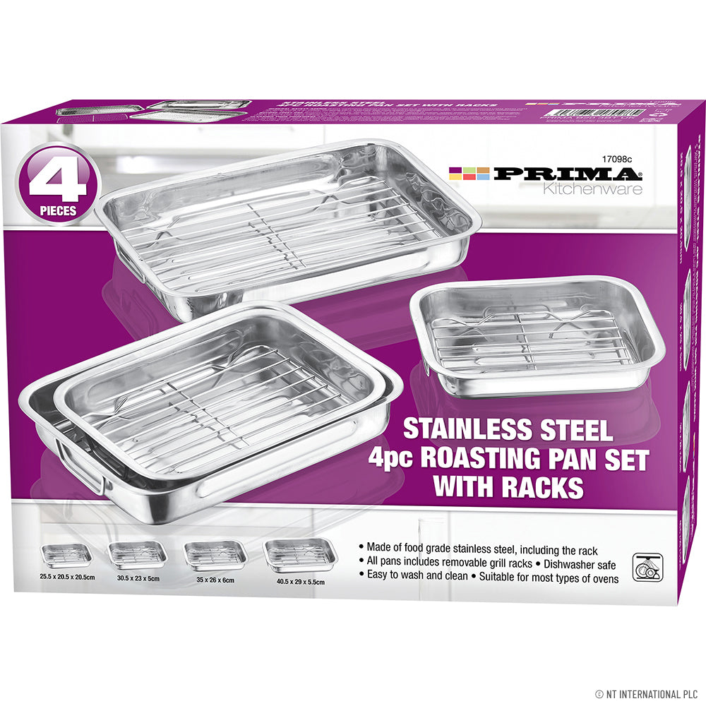 Peak Kit 4pc Stainless Steel Roasting Pan Set with Racks - Peak Kit