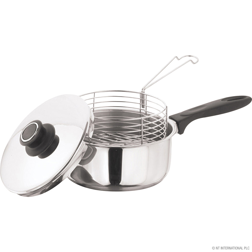 20cm S/S Chip Pan with Lid , Wire Basket