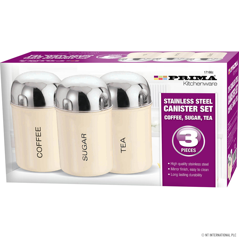 3pc Canisters Set Cream - Coffee / Tea / Sug