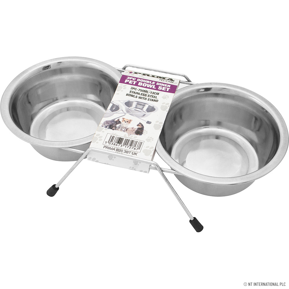 3pc Pet Bowl ( Double ) 11cm 500ml