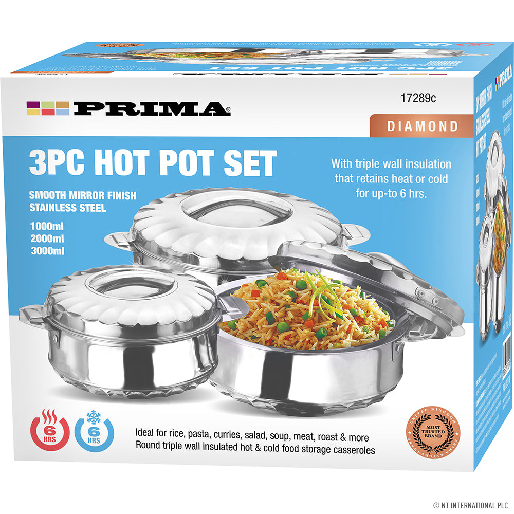 3 pcs Double Wall Hotpot Set