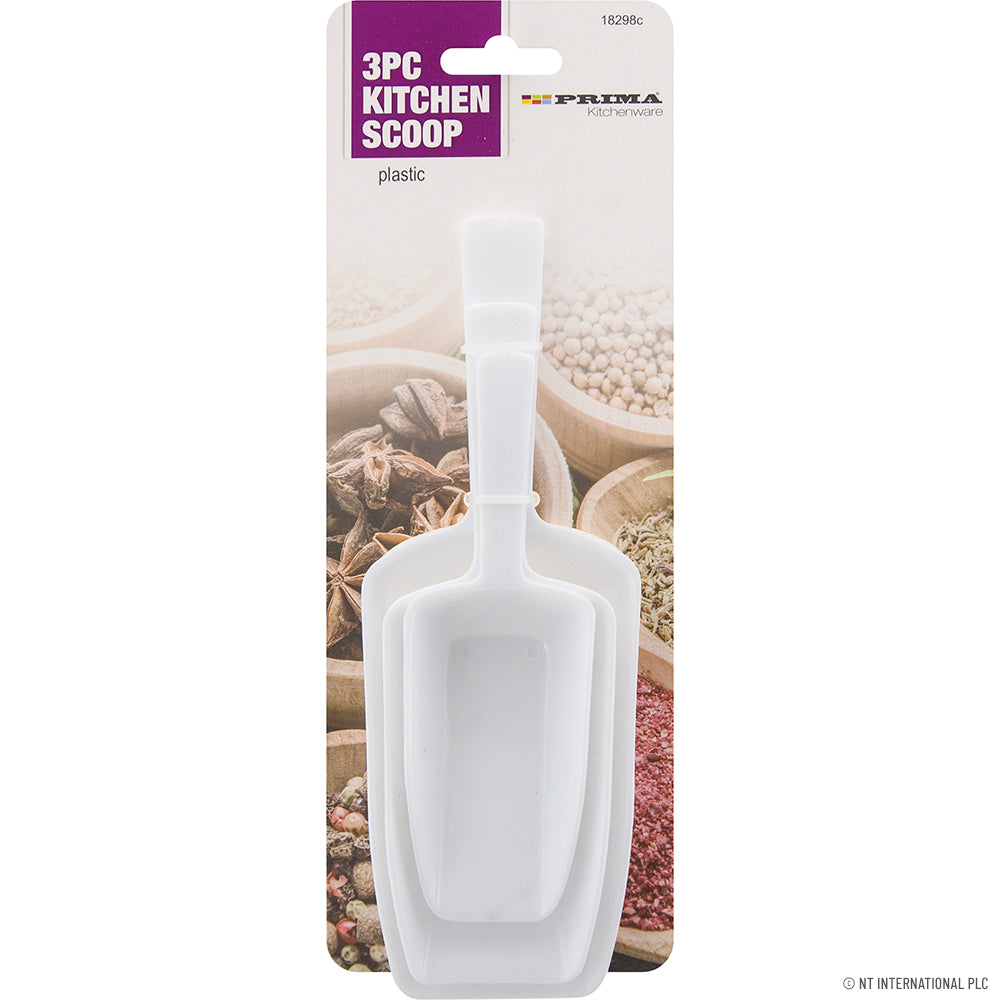 Peak Kit 3pc Plastic Kitchen Scoop - White - Peak Kit