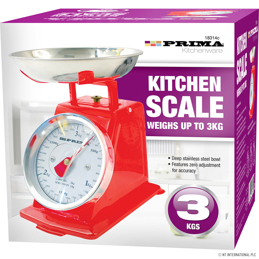 3kg Mechanical Kitchen Scale - Red