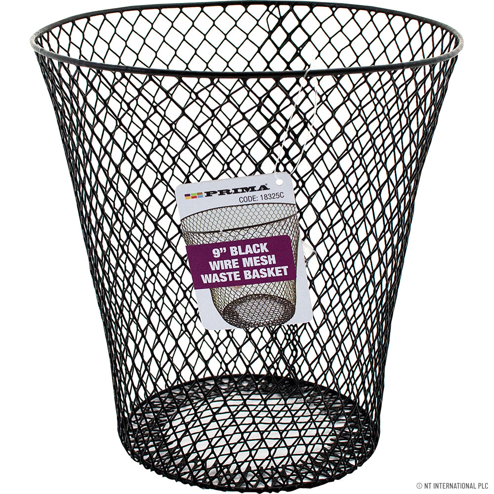 9" Waste Paper Basket Mesh - Black