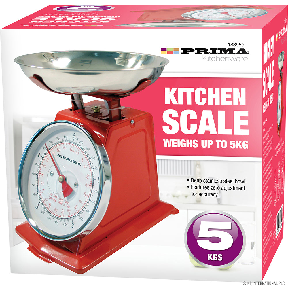 5kg Mechanical Kitchen Scale - Red