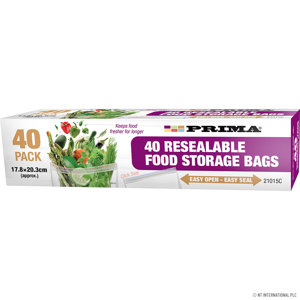 40pk Zipper Food Bags 17.8 x 20.3cm