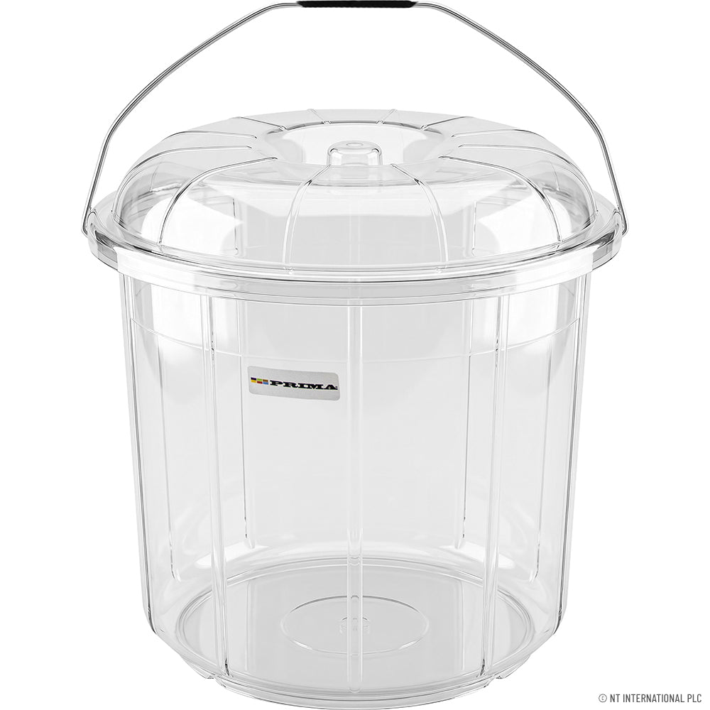 Bucket with Lid Steel Handle Clear