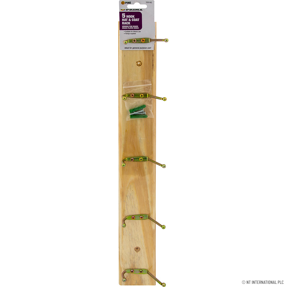 5 Hook Hat And Coat Rak-Pine