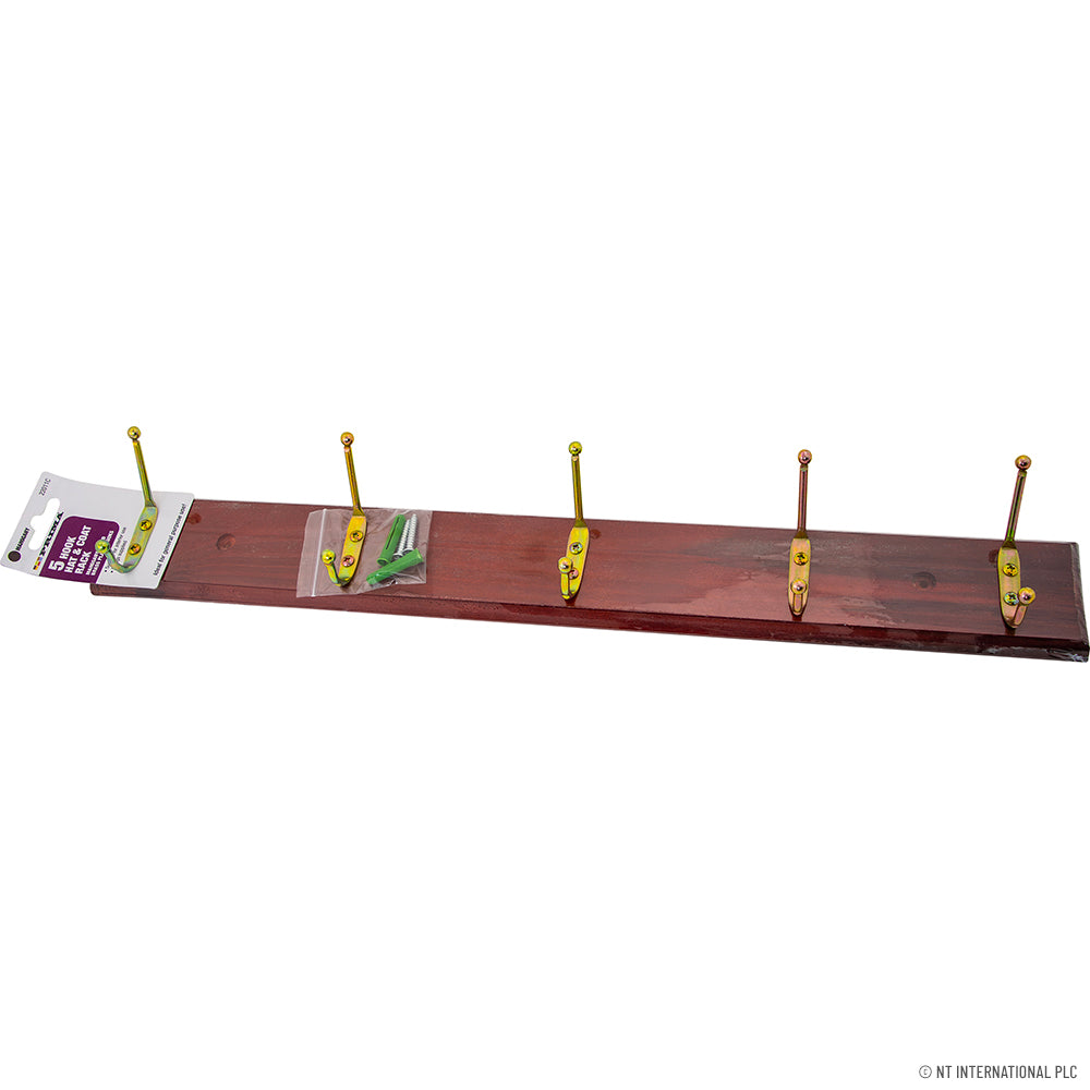 5 Hook Hat And Coat Rack-Mahogany