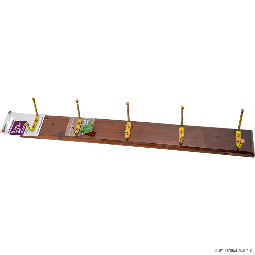 5 Hook Hat And Coat Rack-Antique Pine