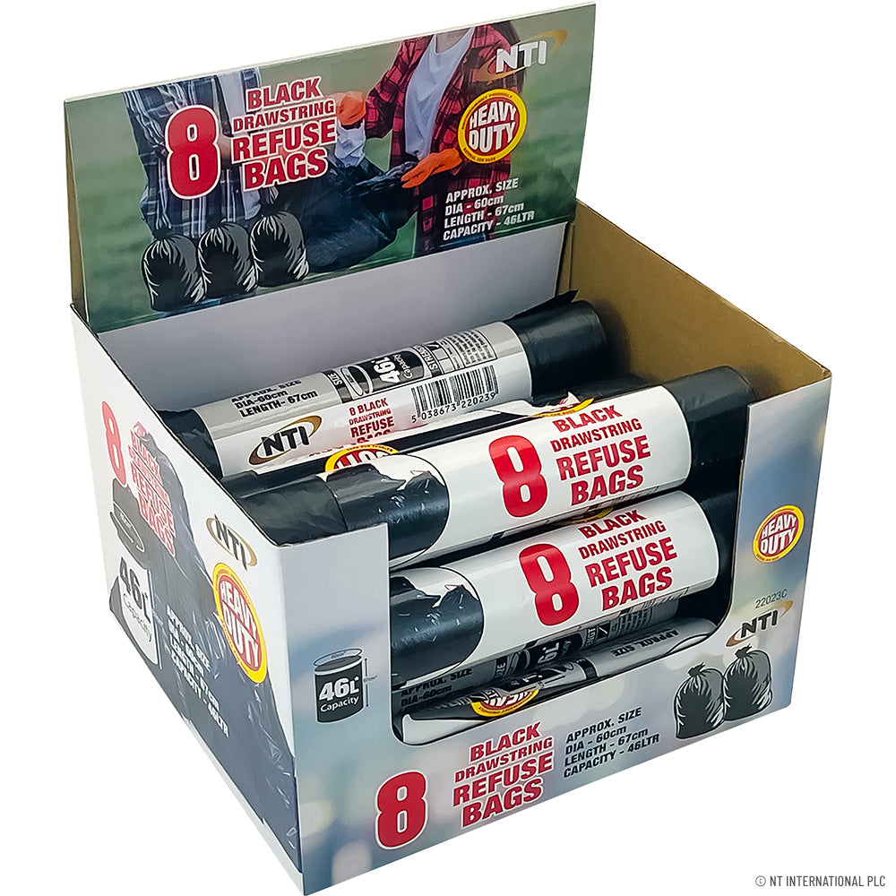 8pk Black Refuse Sacks