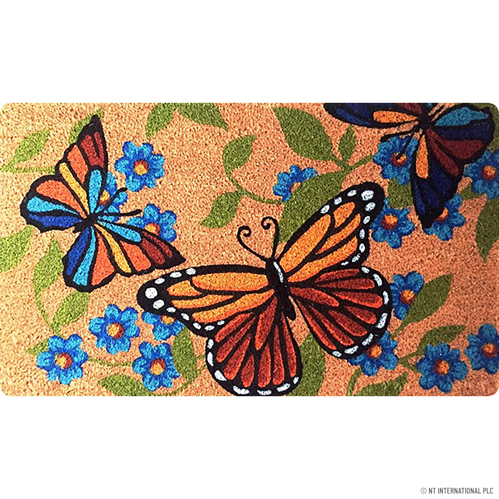 PVC Backed Coir Mat 15mm Natural Printed 45x7