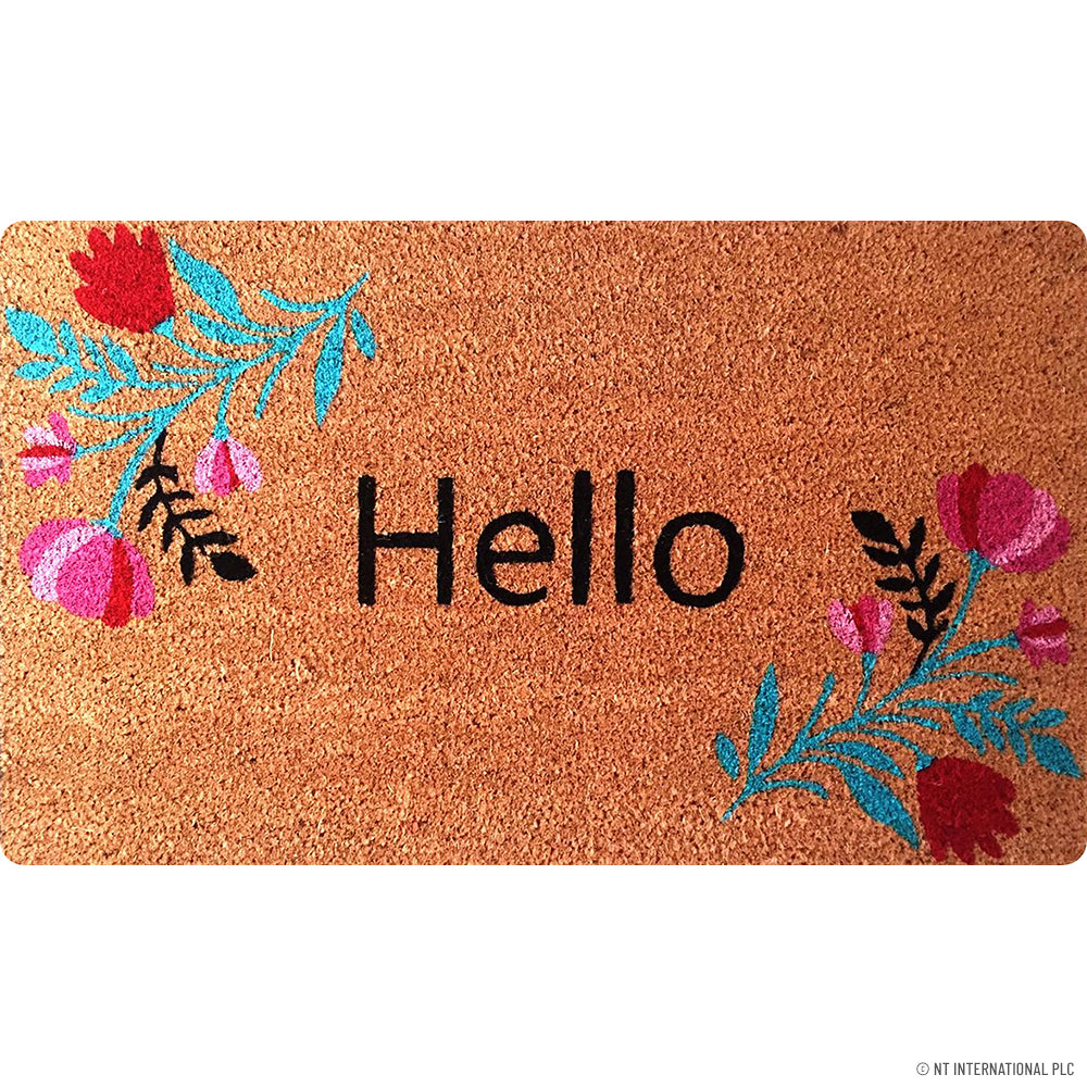 PVC Backed Coir Mat 15mm Natural Printed 45x7