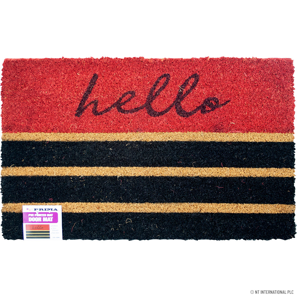 PVC Backed Coir Mat 15mm Natural Printed 45x7