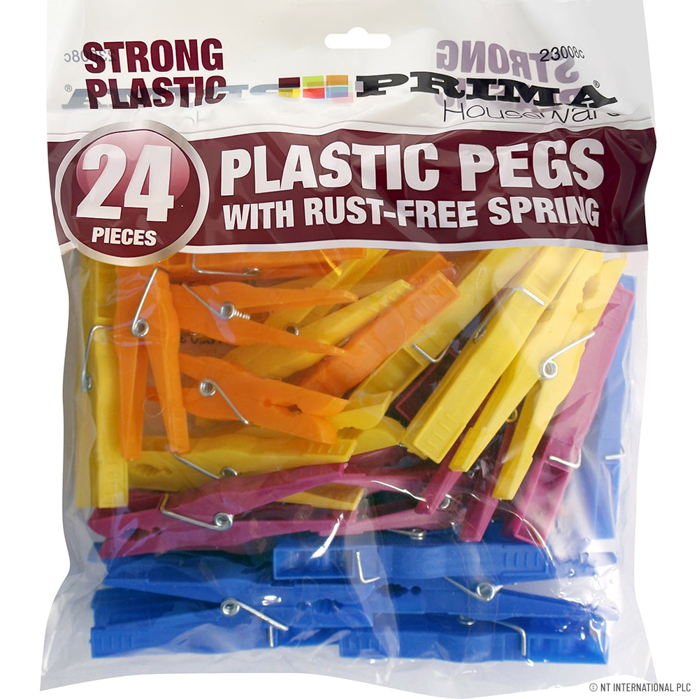 24pc Plastic Clothes Pegs - Rust Free