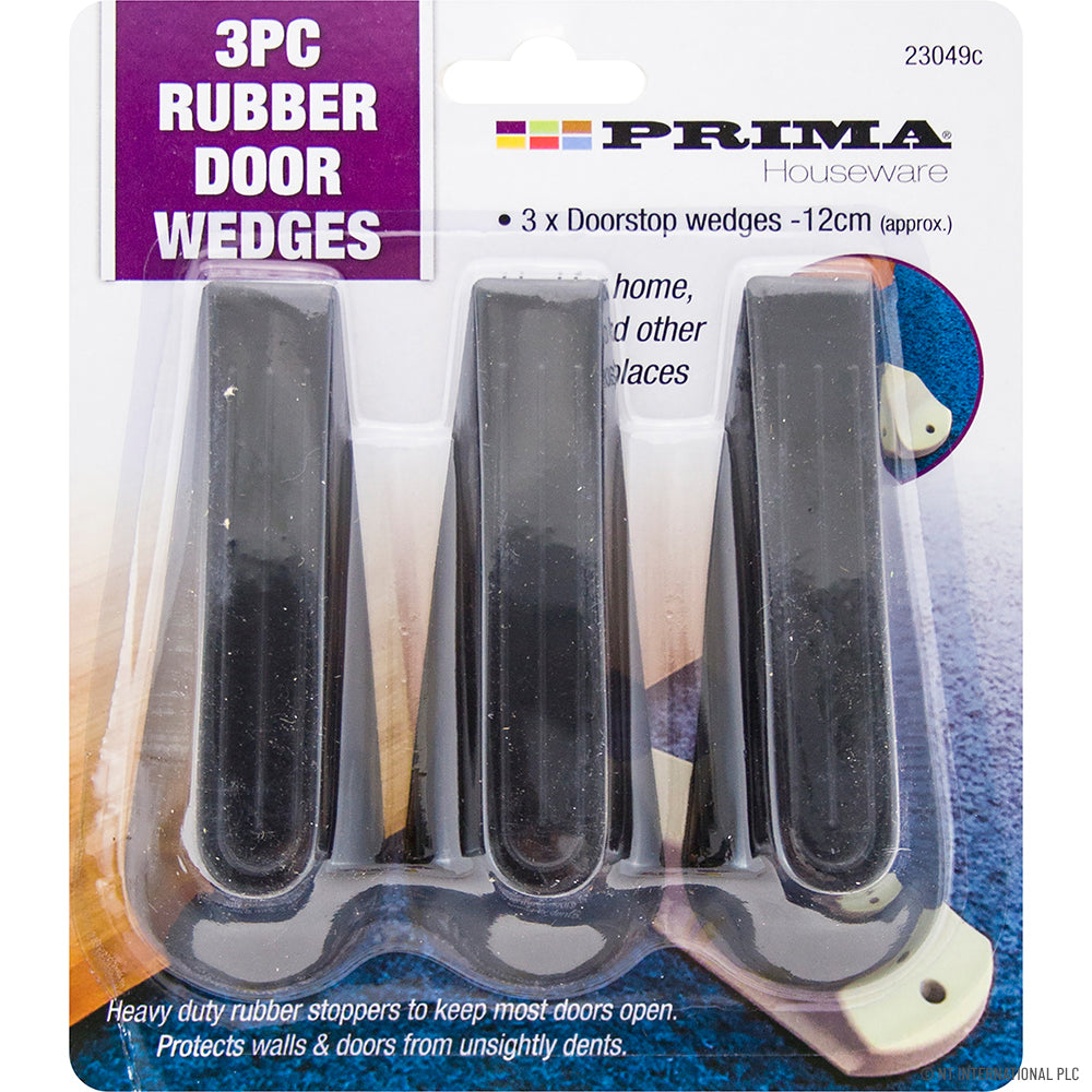 3pk Door Stop Wedges - Black Rubber